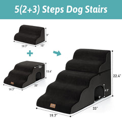 COZY KISS dog stairs wide footprint side view demonstrates confident climbing.