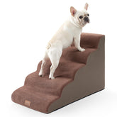 COZY KISS Extra Wide Dog Stairs side view shows stability for high beds
