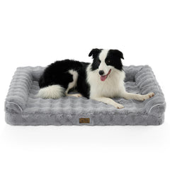 COZY KISS Faux Fur Orthopedic Bed side view shows bolster support for joint comfort