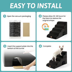 COZY KISS five-step platform shows sturdy support for high furniture.