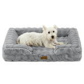 COZY KISS orthopedic dog bed front view in grey showing plush warmth.