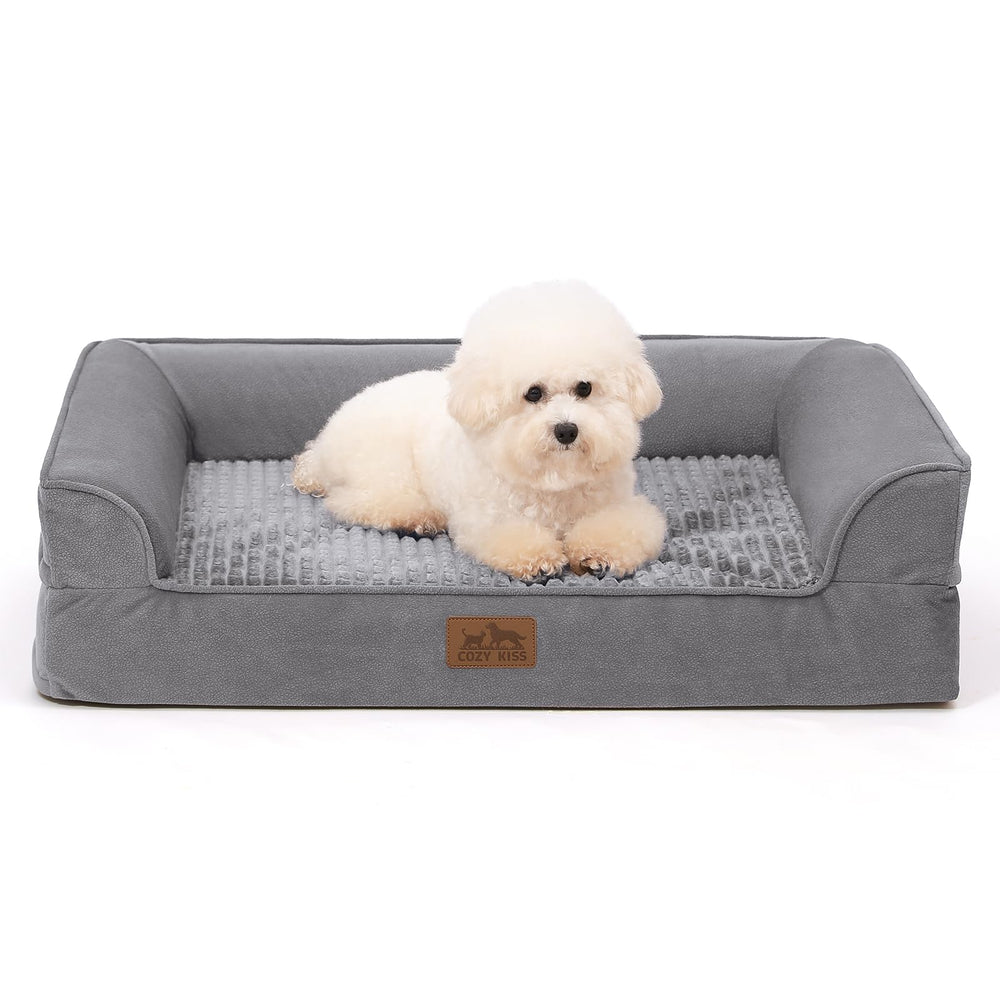 COZY KISS orthopedic dog bed front view highlighting supportive foam for joint comfort.