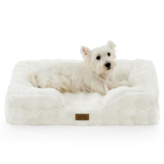 COZY KISS orthopedic dog bed side view in beige with plush warmth and supportive design.