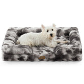 COZY KISS orthopedic dog bed in tie-dye grey with plush fur for warm comfort.