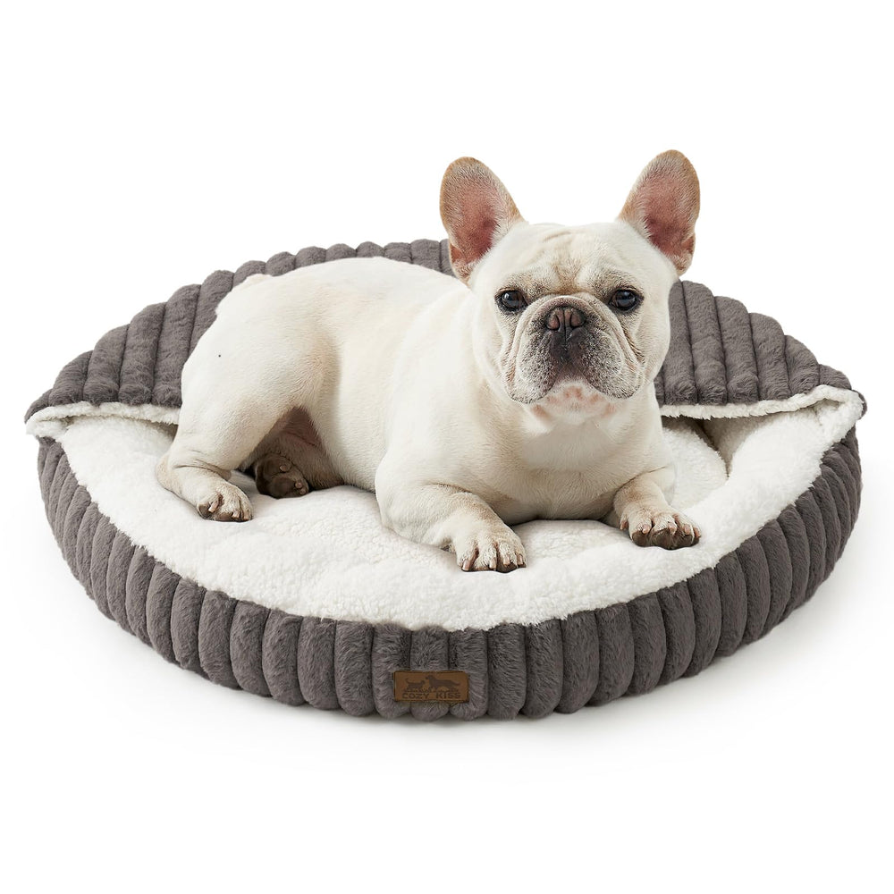 COZY KISS small dog bed hooded cave offers secure curled sleep and warmth