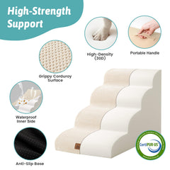 COZY KISS Wide Dog Stairs foam closeup with high-density 30D foam for joint comfort.