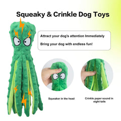 CPYOSN octopus toy crinkle-tail provides attention-grabbing sound during chewing.