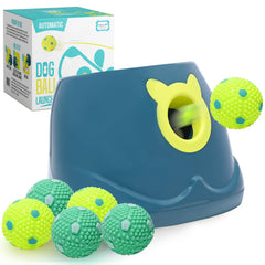 Crafts Central automatic dog ball launcher in action for interactive fetch