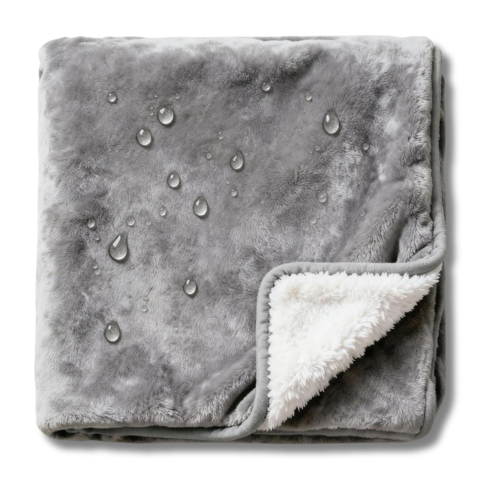CREW FLX waterproof blanket for bed gray folded shows compact storage and protection