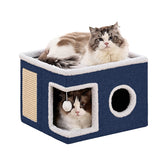 Crispedia cat bed large indoor cave in blue provides a secure retreat for calm cats