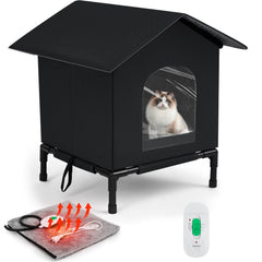 CroBlissful Elevated Heated Cat House exterior front view—outdoor shelter for feral cats in all weather.