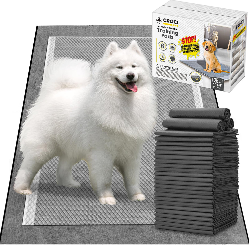 Croci 28x44 activated-carbon pee pad front view with large absorbent surface for training.