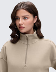 CRZ YOGA SoftAura relaxed-fit pullover in oak ideal for daily lounging and workouts
