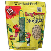 C&S Sunflower Suet Nuggets bag closeup highlighting resealable packaging for freshness and easy storage.