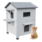 CSQOO plastic outdoor cat house exterior with escape door for safe quick exits.