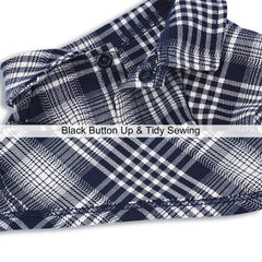 CtilFelix dog shirt plaid blue soft cotton fabric close-up texture for breathable wear