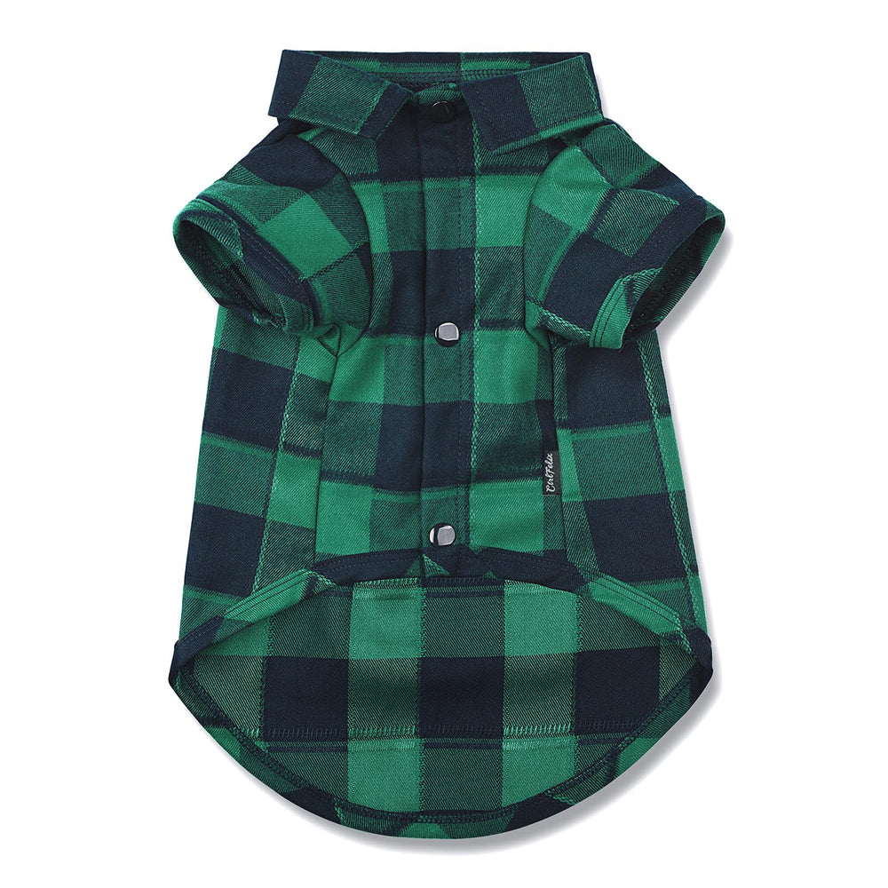 CtilFelix plaid dog shirt front view shows breathable fabric for daily wear.