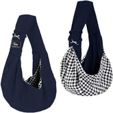 CUBY classic blue sling carrier front view demonstrates hands-free pet outings.