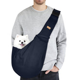 Cuby dog-cat sling blue for hands-free travel with small pets.