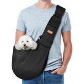 Cuby dog sling carrier with soft cotton in black for comfortable small-pet outings.
