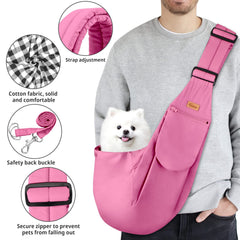 CUBY pink Classic sling safety features with mouth buttons for pet security
