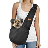 Cuby sling carrier shows adjustable strap for secure, comfortable wear on daily walks.