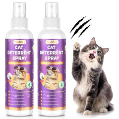 Cudory cat deterrent spray bottle close-up showing non-toxic formula for safe home protection.