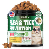Cudory flea-tick chews bottle shown for daily cat protection and easy administration.