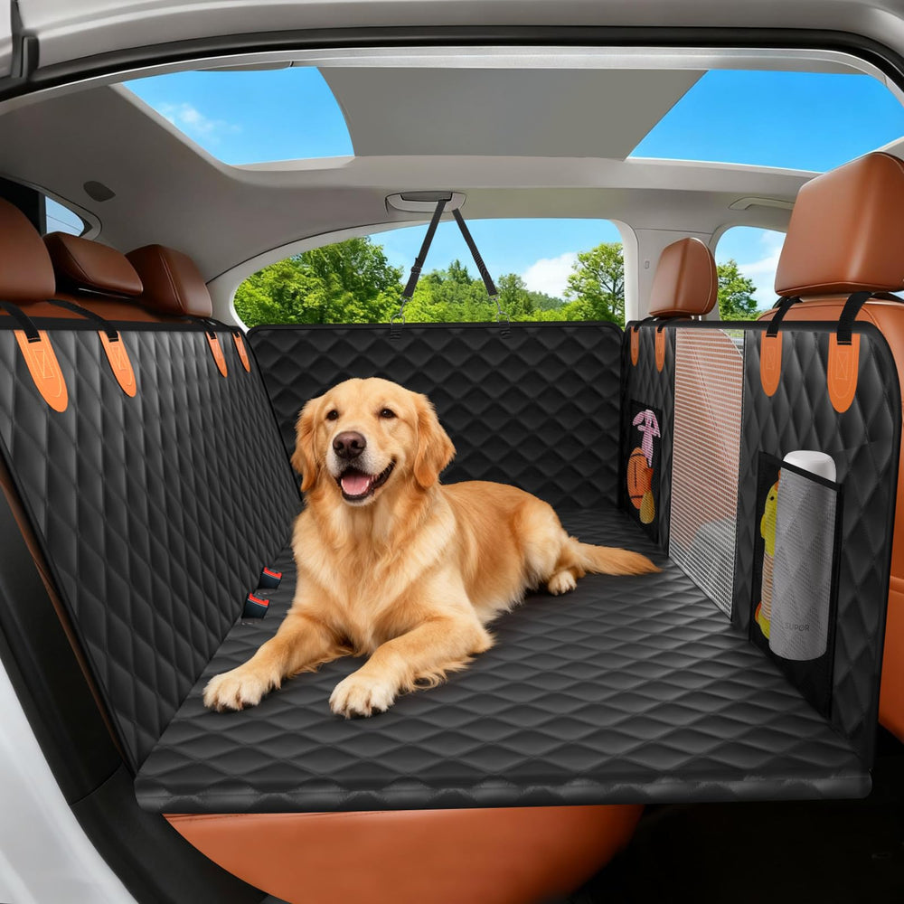 CUIOFREE dog seat cover back-seat-extender expands space for comfortable travel.