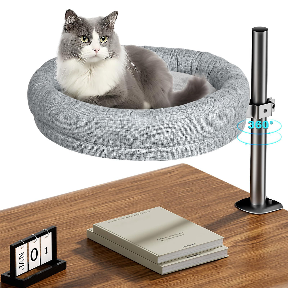 Cuipingoo cat bed 360 rotation for flexible desk lounging.