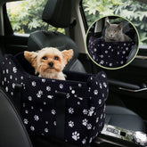Cullaby center console dog car seat in black provides secure travel for small dogs.