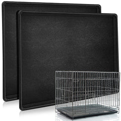 Cunno 2-pack dog crate pan tray front view—fits 42x27 crates and helps contain spills