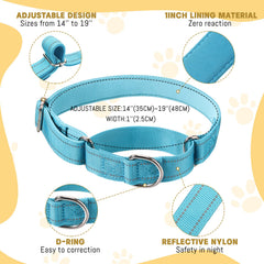 Cunno adjustable-neck-size collar: fits 17-24 inches for secure, comfortable medium-dog walks.