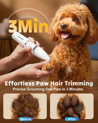 Cupofpet 2in1 Paw Trimmer quiet mode delivers calm grooming for skittish dogs.