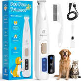 Cupofpet dog paw trimmer with LED light for precise front view grooming.