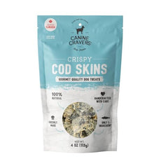 Cure for the Crave Canine Cravers wild cod skins packaging highlights single-ingredient dog treats