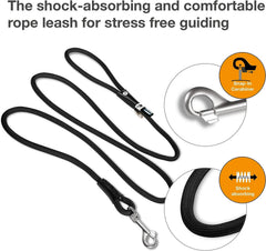 Curli Stretch Comfort Leash Black M grip closeup showing soft nylon grip for secure handling.