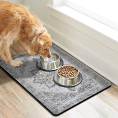 Cuslnox dog food mat with anti-slip back stays put during feeding.