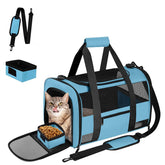 CUSSIOU airline-approved pet carrier backpack blue, front view highlighting travel comfort