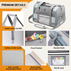 CUSSIOU cat carrier mesh windows promote ventilation and pet comfort during trips.