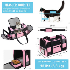 CUSSIOU cat carrier with reflective strip for nighttime visibility.