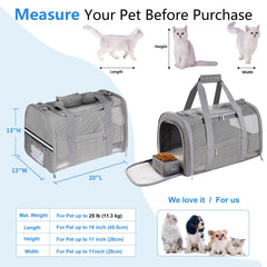 CUSSIOU carrier backpack side view showing roomy interior and safety leash for secure travel.