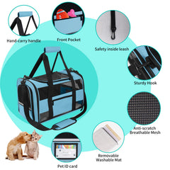 CUSSIOU blue travel carrier backpack in fully expanded mode for extra space
