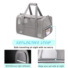 CUSSIOU mesh-ventilation carrier promotes breathable comfort for pets.