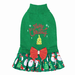 CuteBone Christmas green dog sweater front view promotes cozy warmth and festive style.