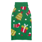 CuteBone Christmas green dog sweater with tree design keeps small dogs warm and photo-ready