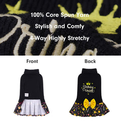CuteBone Core Spun Birthday dog sweater dress back view showcasing leash hole access.