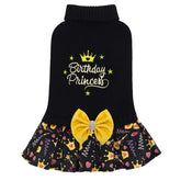 CuteBone Core Spun Birthday dog sweater dress front view boosts cuteness for photos.