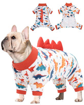 CuteBone dinosaur pajamas front view with soft, stretchy fabric for comfort.
