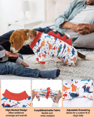 CuteBone dinosaur pajamas side view highlighting snug fit during activity.